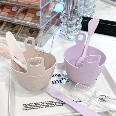 4 Pièces/ensemble Pinceaux de Masque en Silicone Bol Tasse à Mesurer Outils DIY Masque Poudre Algues Manche Pinceau Multifonction Mélange Boue Visage