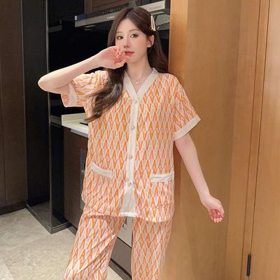 Summer Pajamas Set Female Spring and Summer Casual Gauze Home Clothe Cute Sweet Two Piece Set Sleepwear Fashion Sets