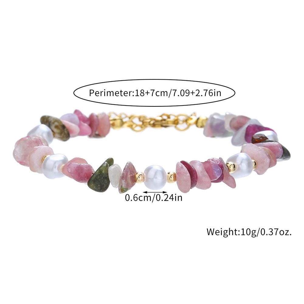 Natural Irregular Crushed Stone Beaded Bracelet Women Vintage Handmade Pearl Chain Jewelry Strings Girls Friendship Braslet