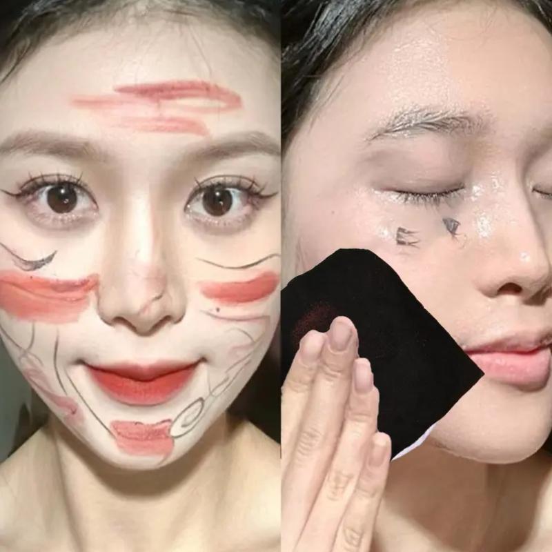 Bamboo Charcoal Wet Compress Cotton Pads 200Pcs Disposable Black Makeup Remover Pads Facial Skin Wipe Cleaning Cotton Pads