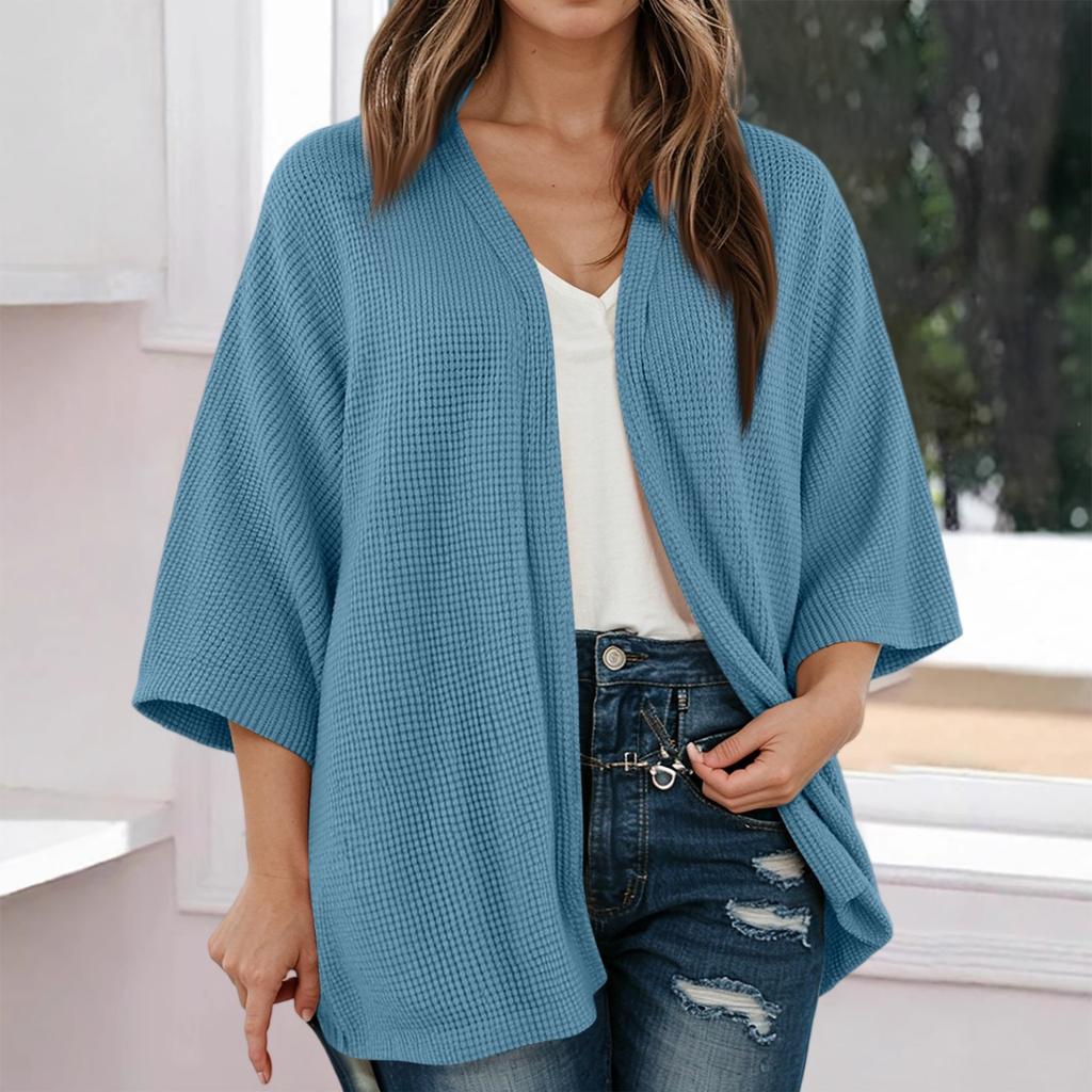 Women Fashion Cardigan Casual Ribbed Knit Open Front Short Sleeve Color Lightweight Soft Shirts