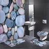 4Pcs Bathroom Shower Curtain Set  Colorful Pebble Pattern Bathroom Curtain With 12 Hooks Non Slip Rugs Toilet Cover Mat Bathroom Partition
