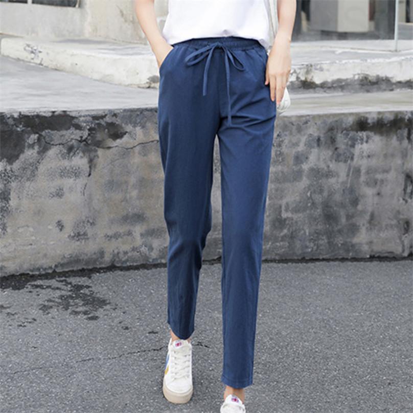 Spring and Autumn Ladies Casual Pants Harem Pants Loose Nine-point High Quality Women's Pants Thin Straight Drawstring Suit Pants