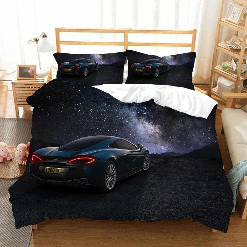 Sports Car Duvet Cover 3D Racing Car Printed Bedding Set Queen King Size With Pillowcases Men Cool Polyester Quilt Cover