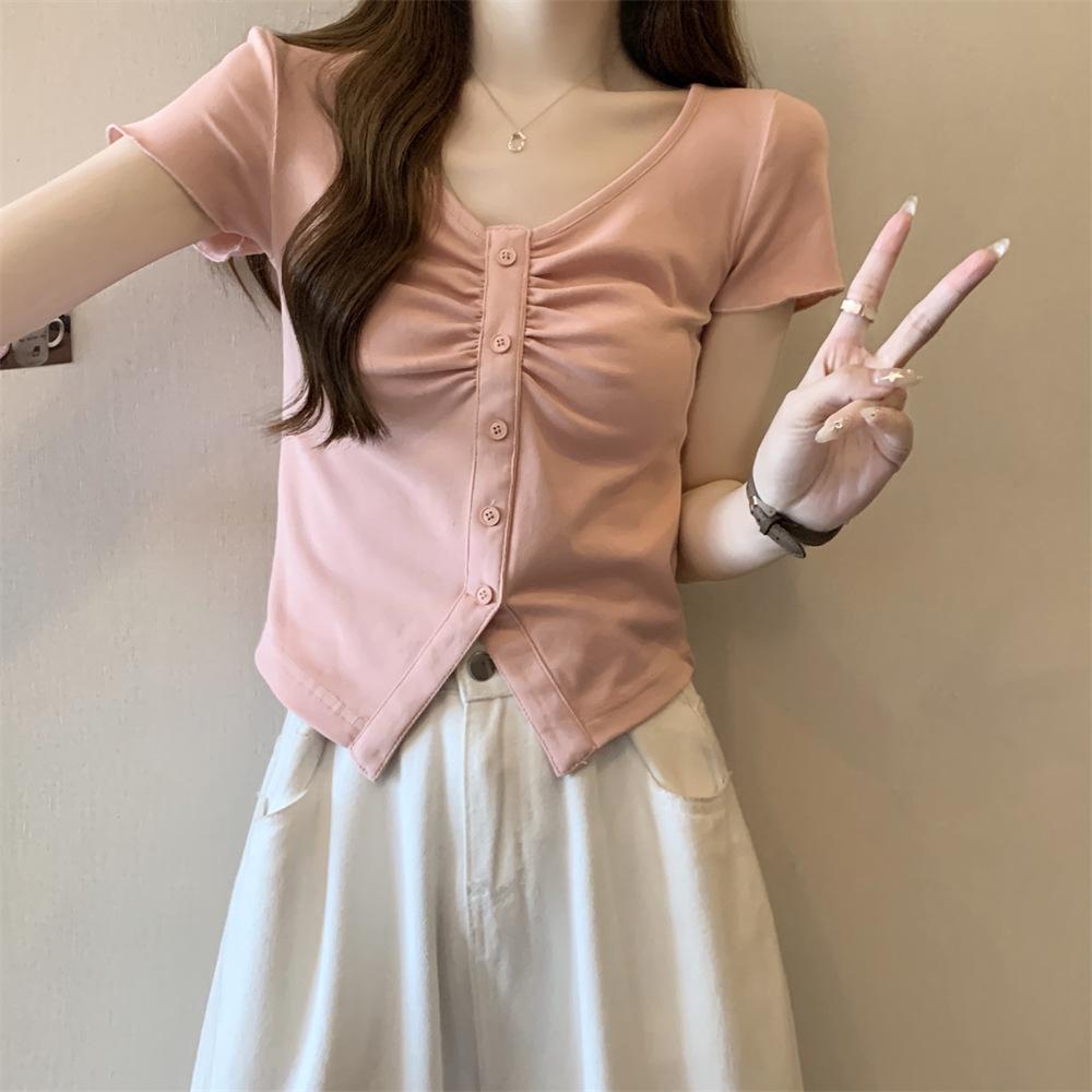 Women's Summer Slim Fit Cotton Polo T-Shirt with Fishbone Design and Custom Logo