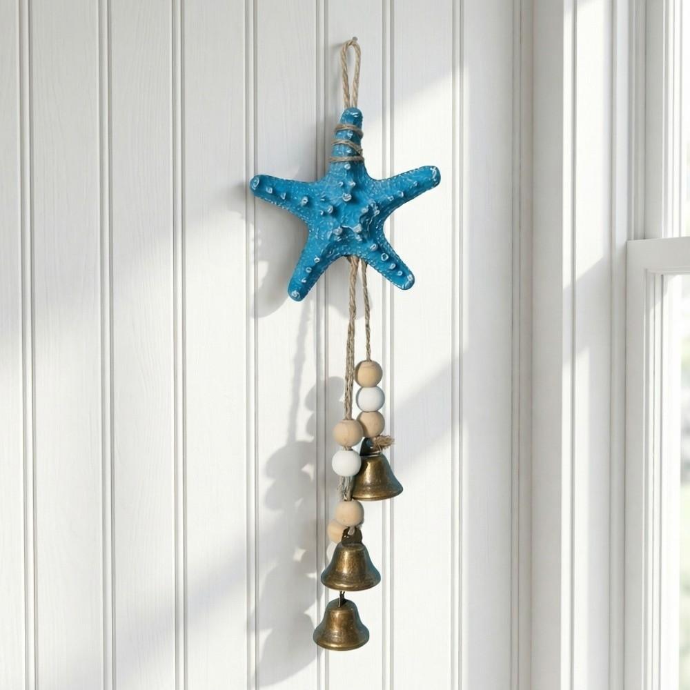 Wooden Beads Beach Decor Metal Bells Ocean Themed Hanging Ornament Starfish Wind Chime  Home Decor