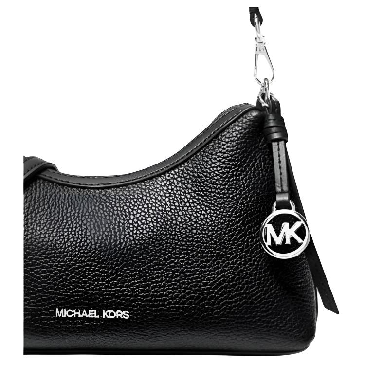 Michael Kors Sammy Silver Metal Accents Leather Shoulder Bag Small Women Shoulder Bag Black 35T6S8SC5L-BLACK