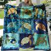 Sea Turtle Art Pattern Decorative Throw Blanket for Sofa, Bed, Living Room, and Home Decor Styling