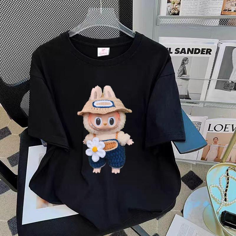 

2025 Popular Labubu Short Sleeved T-shirt Women s Loose Round Neck Top Women s Unique Fashionable Clothing M