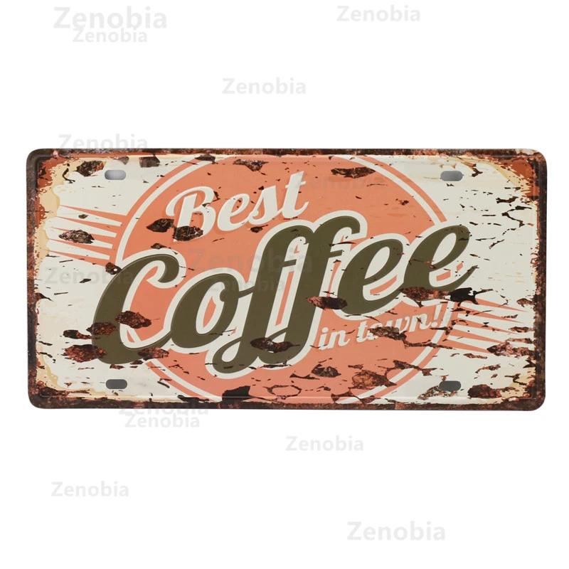 Open and Closed Coffee Bar Metal Sign Wall Art Murals Vintage Tin Poster Shabby Plaque Retro Plates Pub Cafe 3D Home Decoration