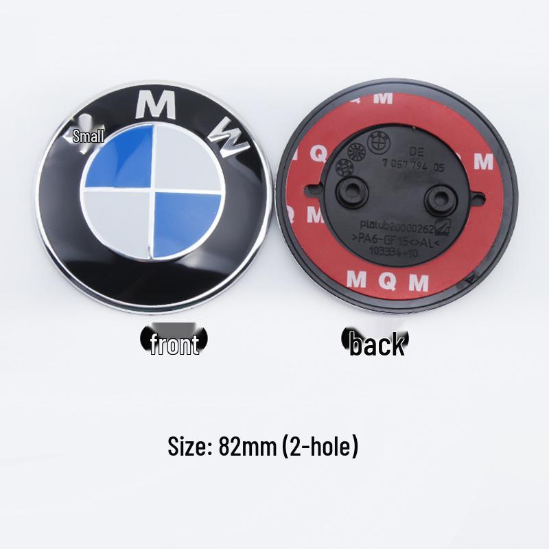 BMW Anniversary Edition Front & Rear Emblems: 82mm Rear in Blue & White, 74mm Front with Black Background.