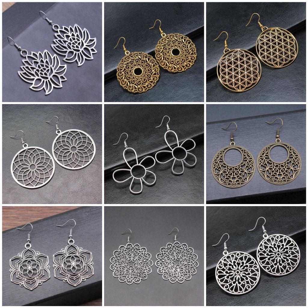 Mandala Pattern Drop Earrings Dangle Drop Earrings For Women Jewelry Making Wholesale