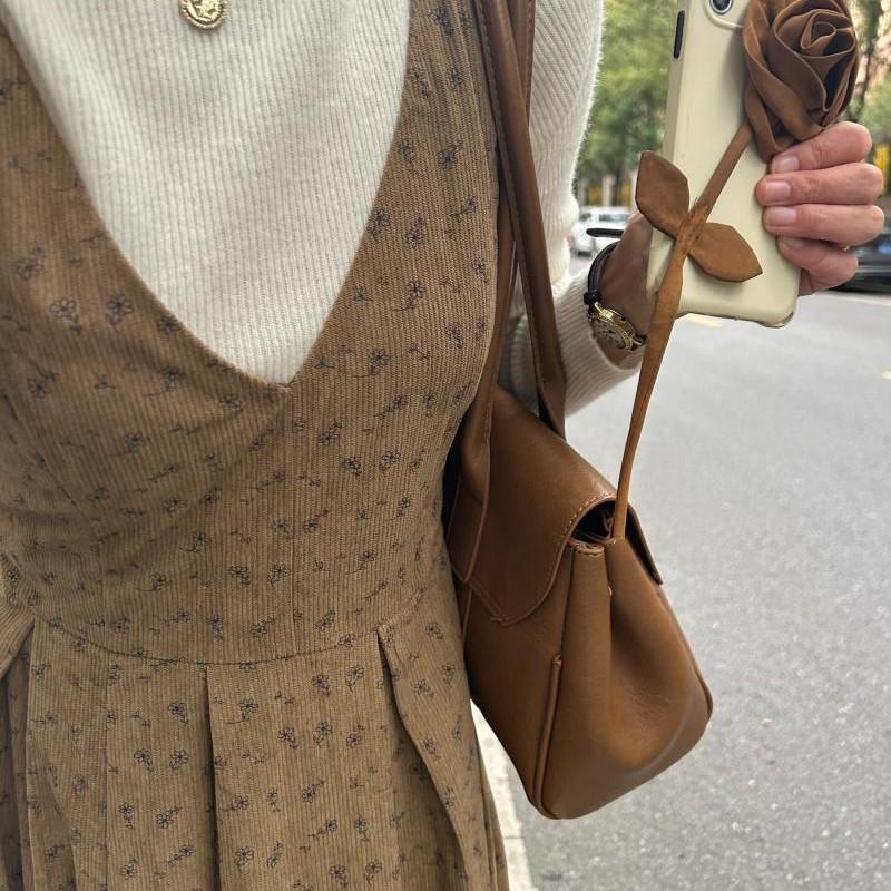 Korean Style Retro Brown Tote Bag Women Leather Texture Metal Lock Handbag Ladies Large Capacity Luxury Design Underarm Bag 2025