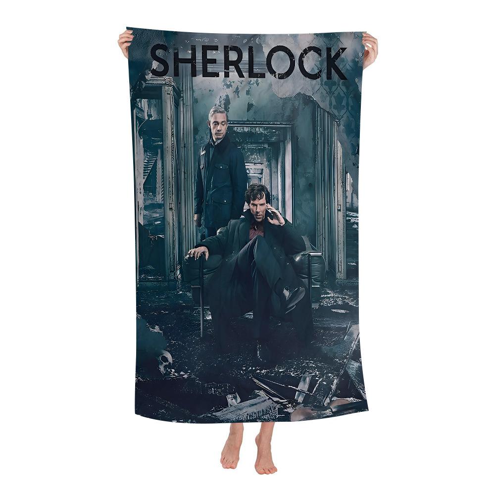 Classic Movie Sherlock Beach Towel Cartoon Cute Summer Kids Bath Pool Beach Towel Microfiber Absorbent for Swimming Travel
