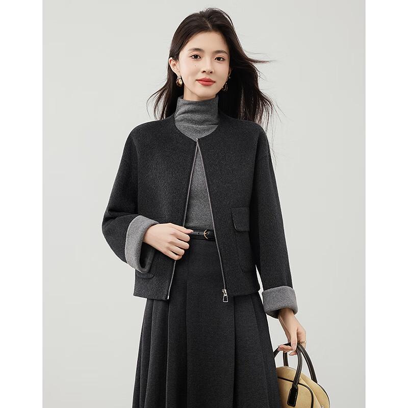 

Women s Elegant Short Wool Blend Coat M