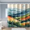 1pc Oil Painting Christmas Scenery Printed Shower Curtain with Plastic Hook, Christmas Tree Colored Ball Bathroom Partition