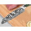 Stainless Steel Santok Knife Exquisite Laser Cut Meat Cutting Fruit and Vegetable Knife Green Resin Handle Household Kitchen Knife