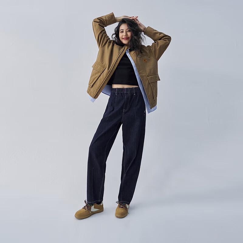 Lee Unisex Elastic Waist Loose Fit Light Wash Denim Balloon Pants