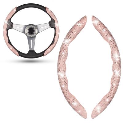 Auto Lenkradbezug Zwei Hälften Rutschfest Bling Kristall Lenkrad Universal Fahrzeug Boot Auto Lenkrad für Frauen Geschenk
