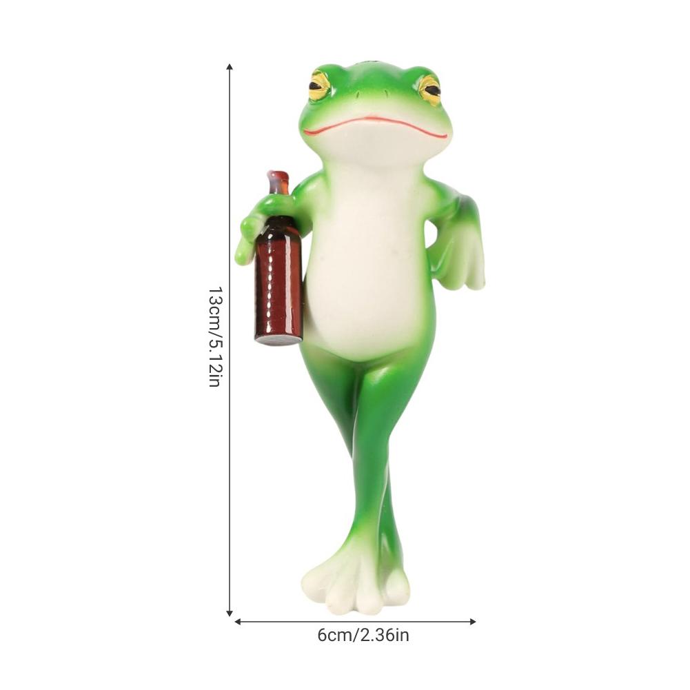 Funny Drinking Frog Statue Flower Pot Hugger Resin Hanging Frog Figurine Planter Hugger Plant Decorations for Pots