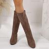 Autumn Winter Suede Women's Mid-Calf Boots Side Zipper Chunky Heeled Fashion Bottes Femmes Office Ladies Botas Altas Elegant