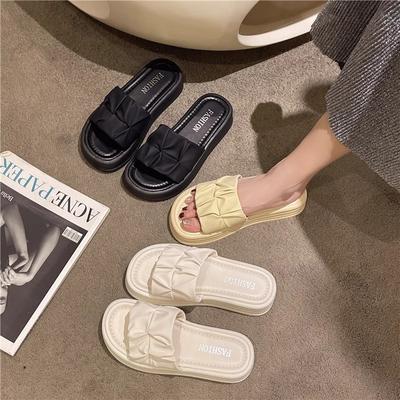 Französische Hochwertige Plateau-Slipper Damen Sommer Draußen Tragen 2025 Neu Rutschfest Erhöhen Mode Explosion Muffin Flip-Flops