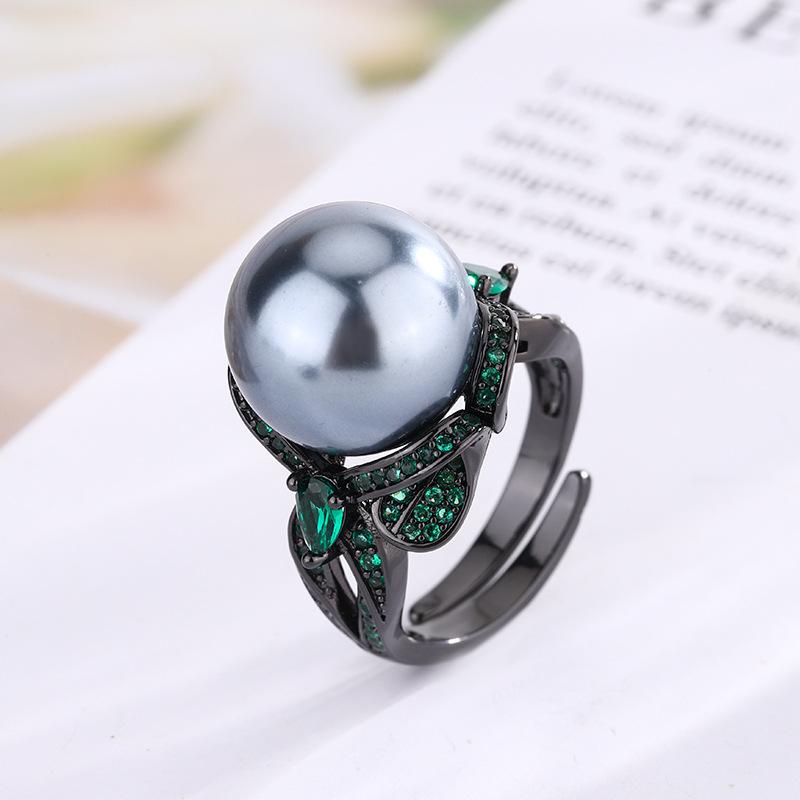 Jewelry Copper Bottom Gold-Plated Black Gold Personalized Bow Diamond Ring 14Mm