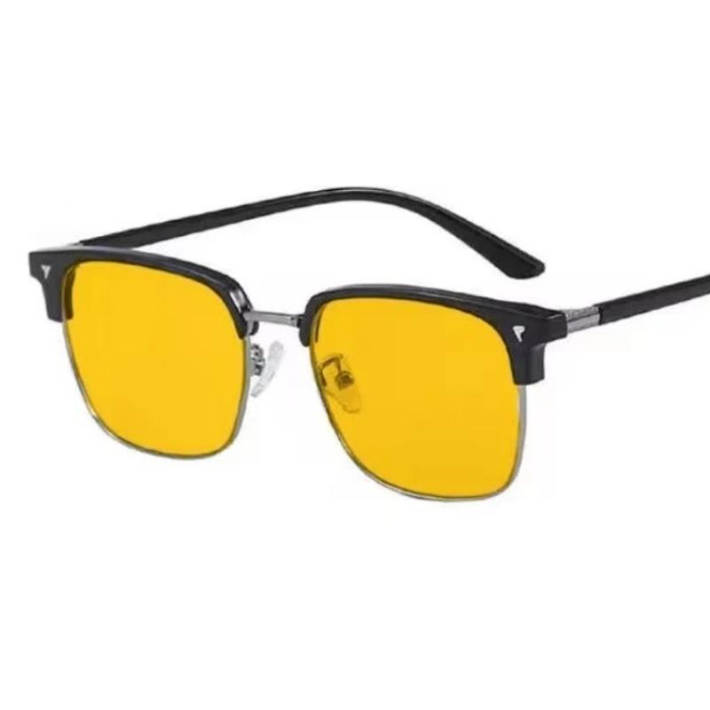 New Night Vision Myopia Glasses Men's Fashionable Square Frame Anti-glare Glasses for Driving Day and Night Yellow Glasses
