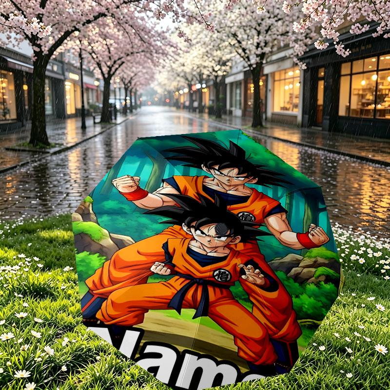 Custom Name Personalized Anime Print Umbrella, Auto Open Close, 8‑Rib Sturdy Frame, Commute Camping Hiking Use, Birthday Gift
