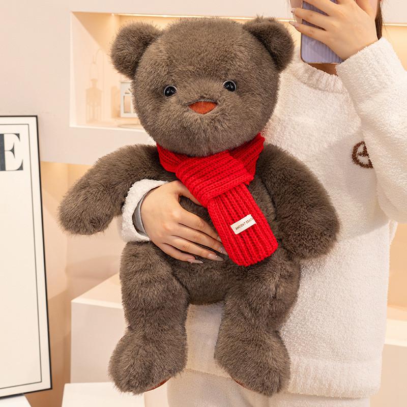 Teddy Scarf Bear Plush Toy Cartoon Stuffed Doll Bedroom Decoration Gift Kids