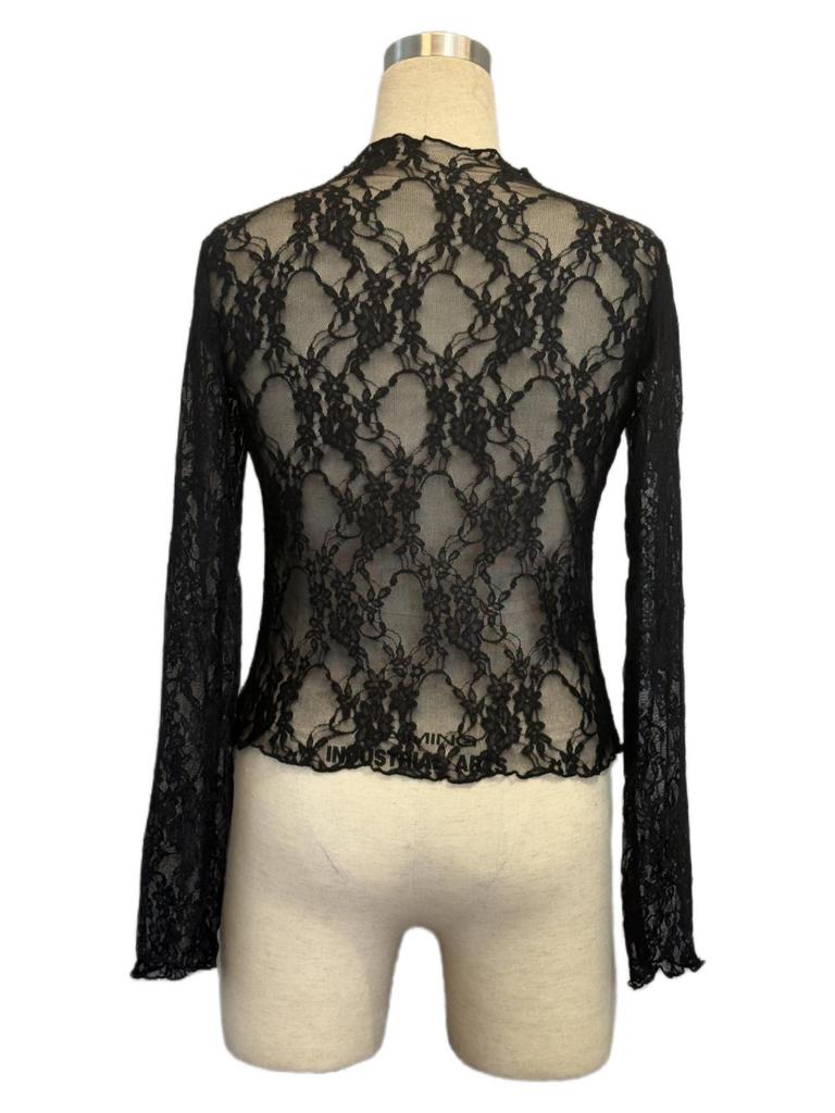 2025 Spring Elegant Women's Lace Trim Slimming Long Sleeve Top