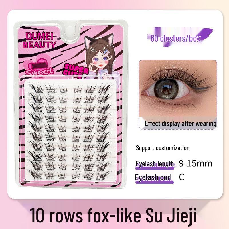 

Косые накладные ресницы серии Natural Fox — сегментированный дизайн лисьих глаз, одиночный пучок, реалистичный вид