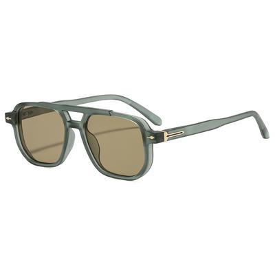 Retro Men Sunglasses Double Beam Square Frames Fashion Casual Aviation Decoration Sun Shades