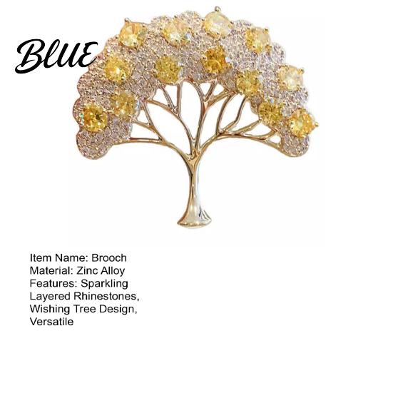 Statement Brooch Pin Wishing Tree Design Lapel Pin with Sparkling
