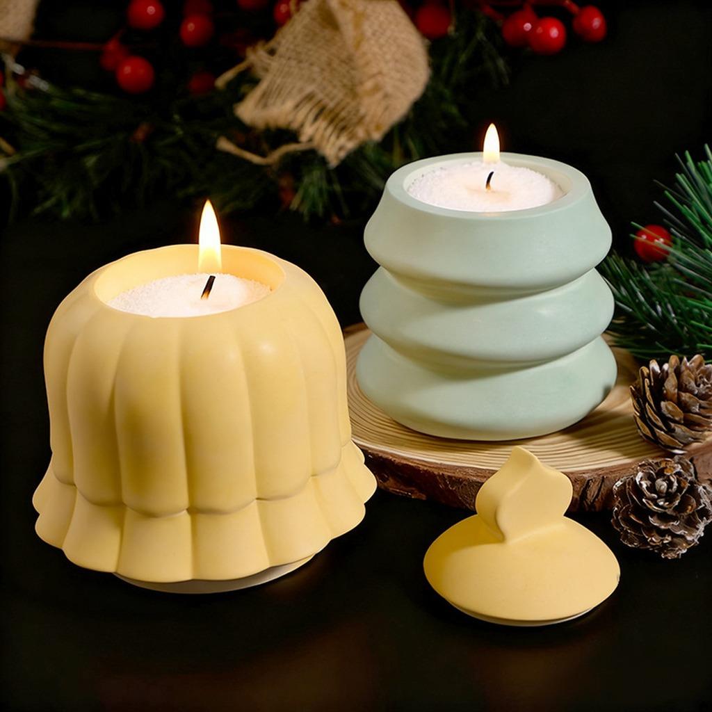 Gypsum Mold Lidded Silicone Jar Mold Silicone Candle Mold Flexible For Christmas Decoration Craft Teaching Diy Craft Projects