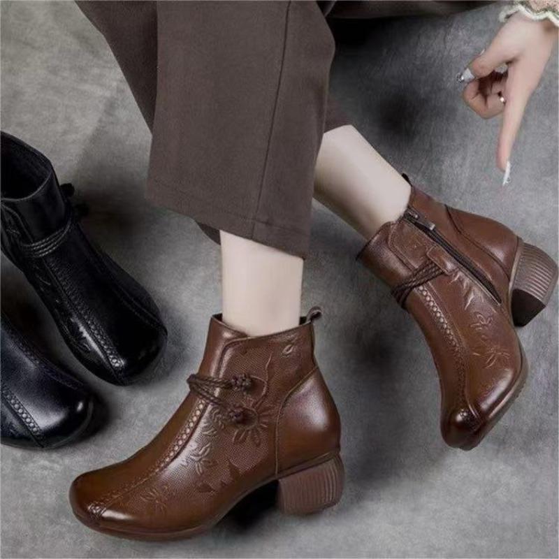 Winter retro fashion short boots soft-soled shoes new ethnic fashion versatile Martin boots thick velvet warm