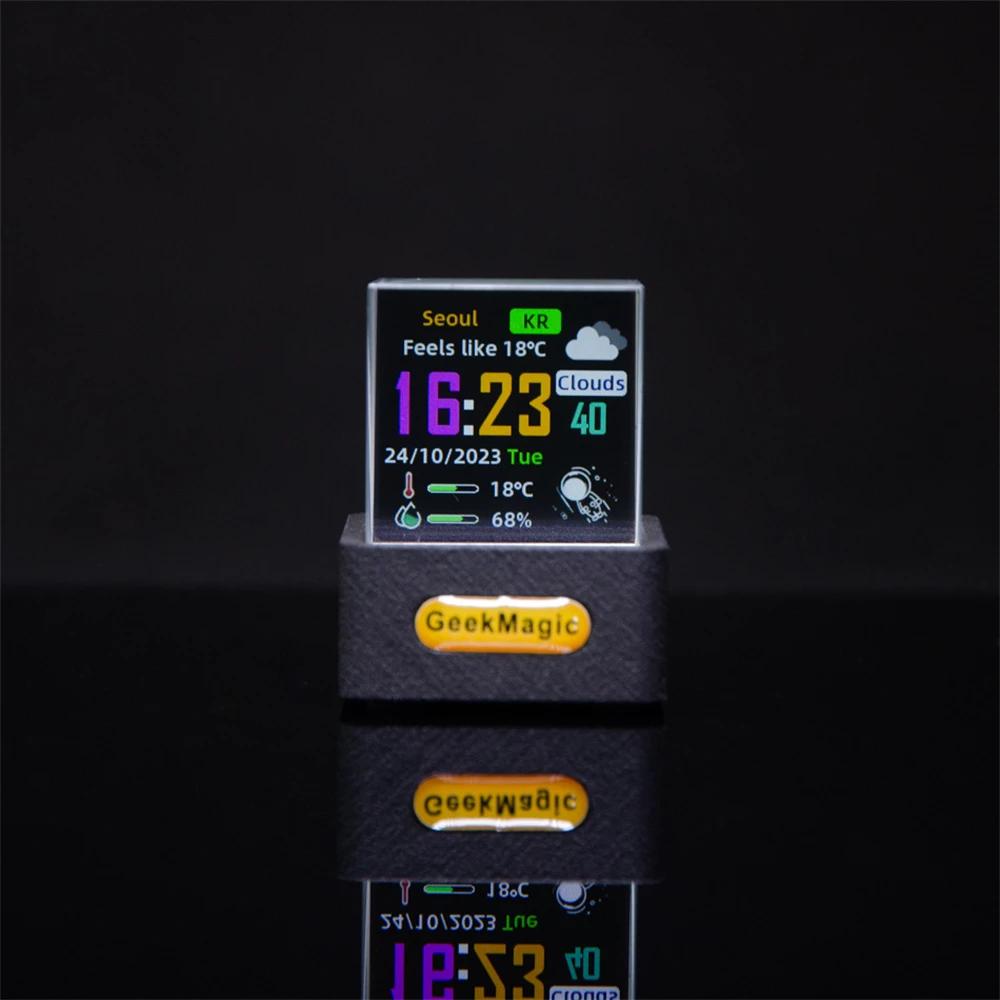 Mini Crystal Display Weather Forecast Gadget with WiFi Desktop Clock Station Digital Clock with GIF Animation and Photo Albums