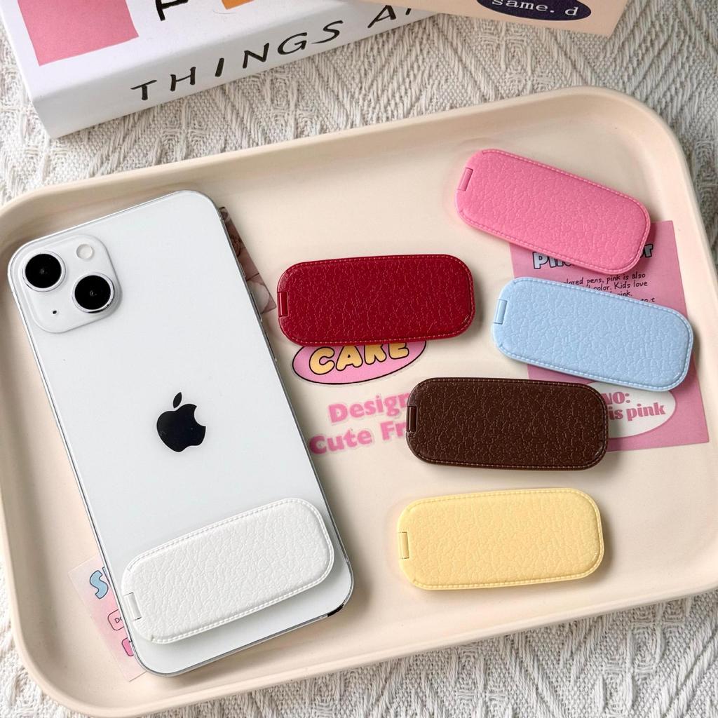 Autumn/Winter Faux Leather Folding Makeup Mirror & Phone Holder - Fashionable Adhesive Dual-Use Mirror (Horizontal/Vertical)