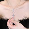 2024 Punk Neo-Gothic Shiny Zircon Double Cross Necklace for Women Fashionable Accessorize Daily with  Anniversary Gifts