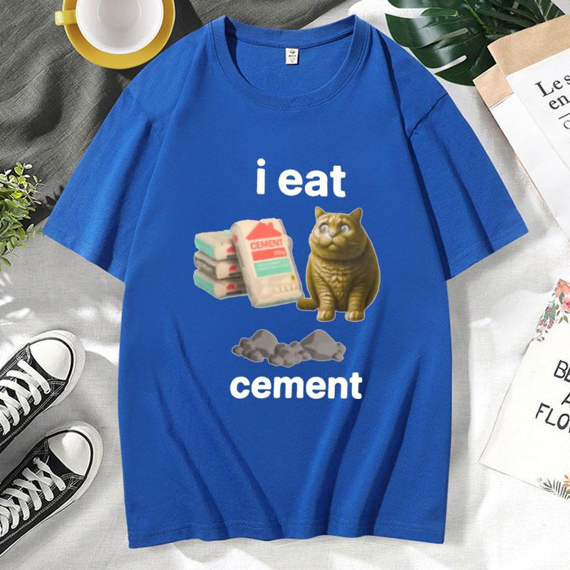 Funny I Eat Cement Cat Cringey T Shirt Meme T-shirt Cartoon Fashion Oversized Short Sleeves Tee Shirt Men Women Cotton Tops