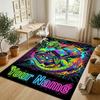 Dinosaur Theme Crystal Velvet Rug Personalized Custom Name Text Soft Floor Mat Home Decor