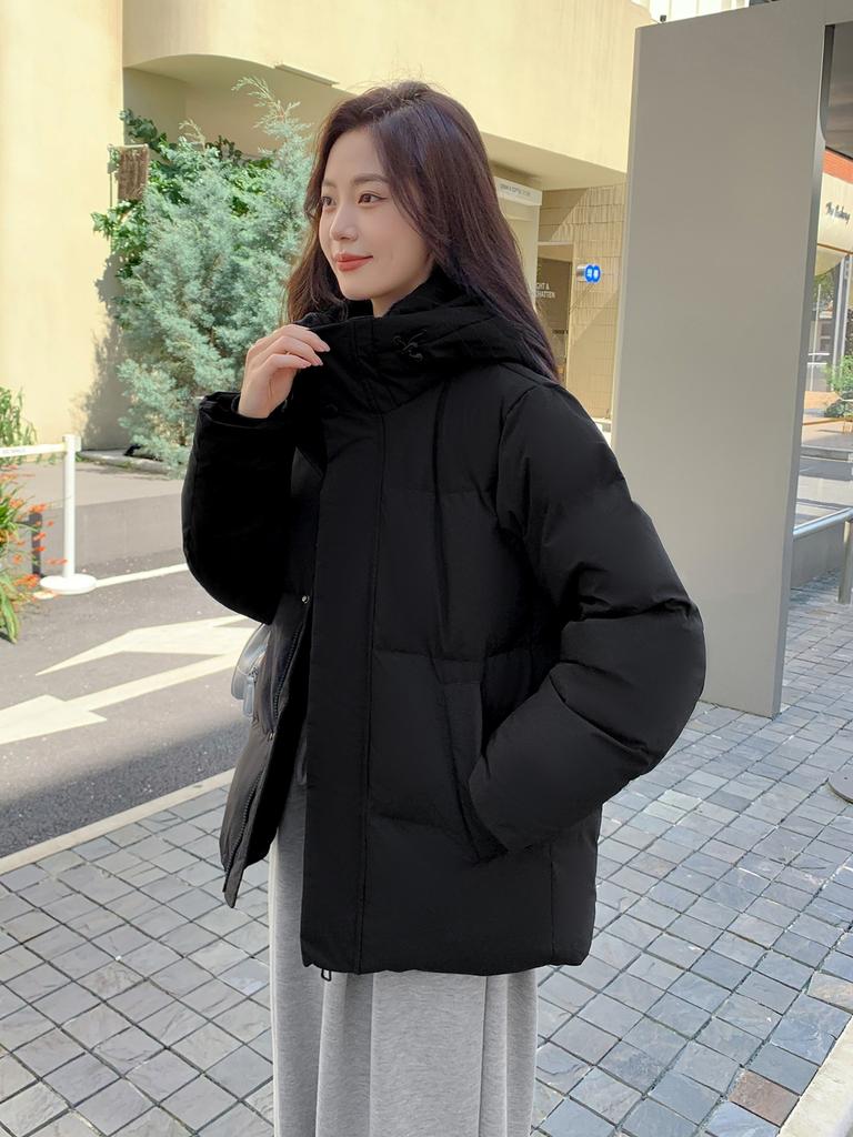 Down jacket women's short models New year's models Winter thickened loose hooded small white duck down sweet coat