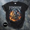 Feminism Dragon Graphic Tee - Heavy Metal Gothic Acid Wash T-Shirt
