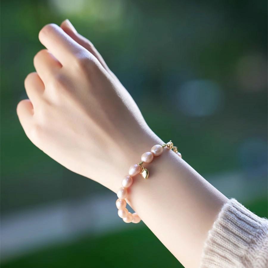 2025 Trendy Genuine Pearl Bracelet for Women – Strong Luster Purple Beaded Elastic Cord