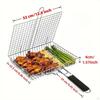 Grill Basket Net BBQ Tool Havy Duty Portable with Removable Handle Stainless Steel for Patio Outdoor