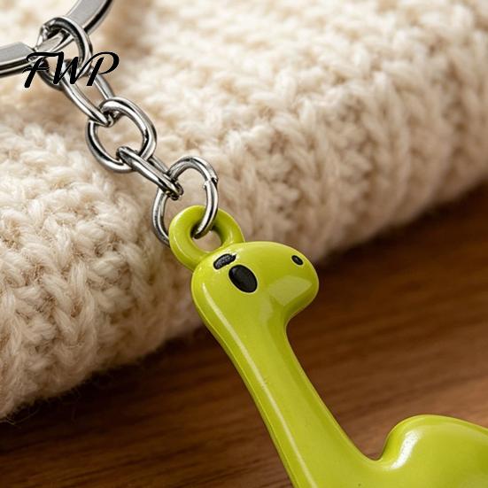 Alloy Keychain Dinosaur Material Durable Electroplated Cute Long Neck Brachiosaurus Charm for Keys Bags Kids Adults Gift In Phantom Green Colors