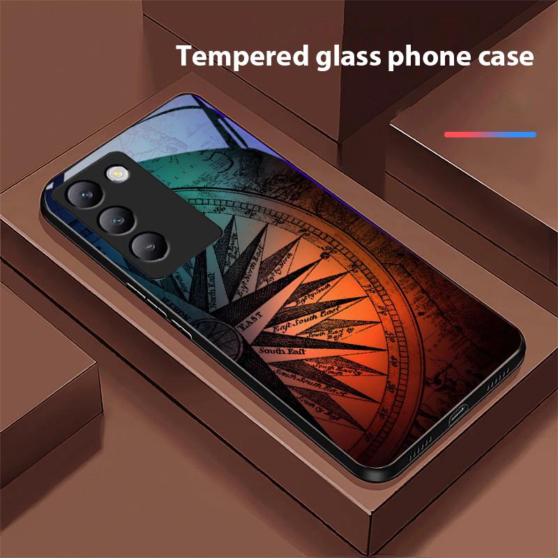 High Compass Black For Y72 33S 11 03 36 96 Lite 35 16 Iqoo 12 V40 SE 5G 29 40 21 30 X80 Pro Vivo Tempered Glass Phone Case Black