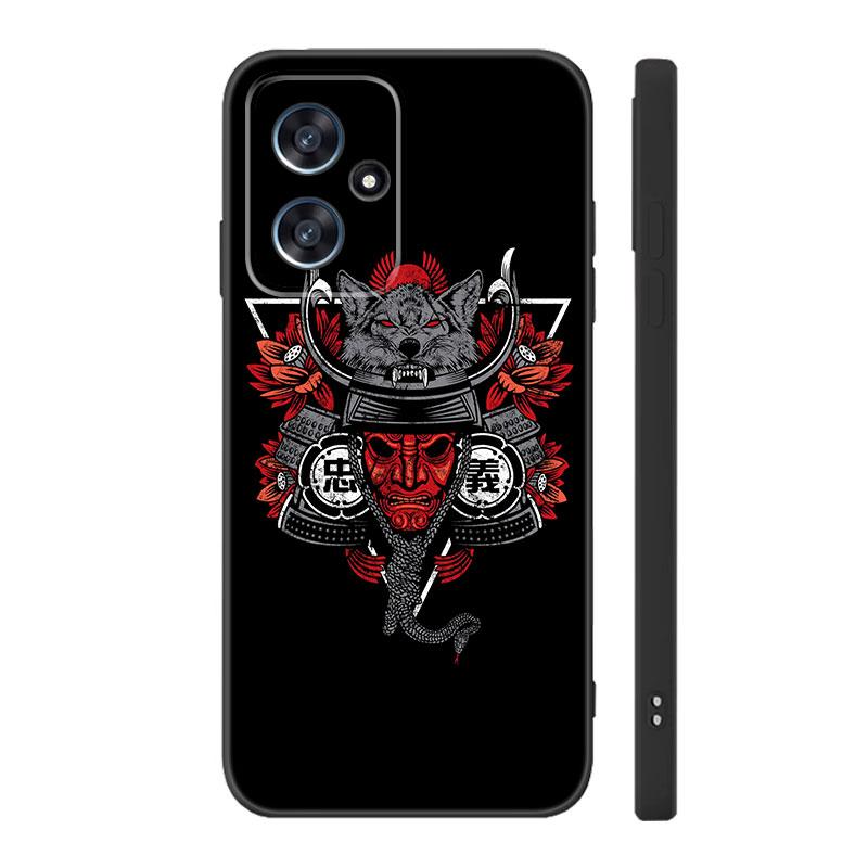 Japanese Samurai Art Black Silicone Phone Case For Xiaomi POCO X3 X4 NFC F3 F4 GT F5 M3 M4 M6 X5 X6 Pro 5G C55 C65 M5