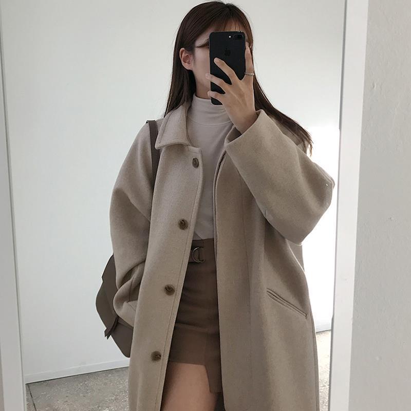Versatile Women's Mid-Length Wool Coat - Korean Hepburn Style, 2020 Autumn/Winter, Petite & Plus Sizes