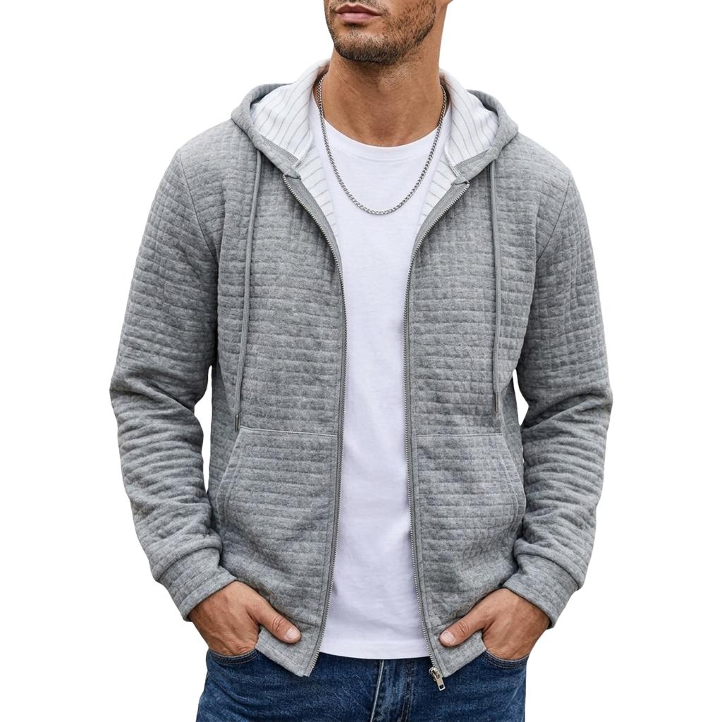 Felpa con cappuccio e zip a manica lunga da uomo, vestibilità larga, giacca